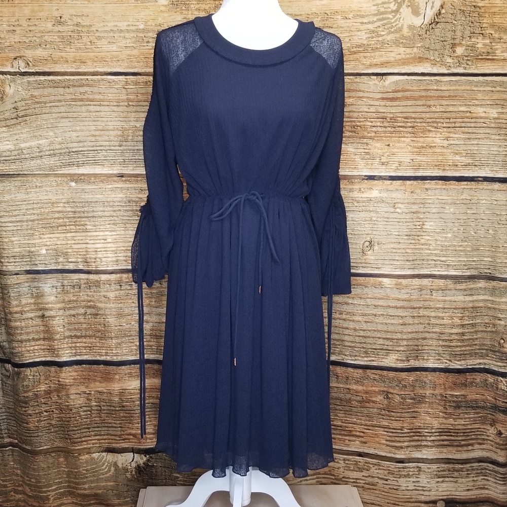 See by Chloe Large Ruched Mini Dress Navy